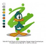 100x100 Timid Plucky Duck Embroidery Design Instant Download